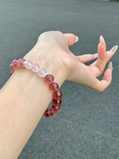 Harmony Energy Crystal Bracelet - Rose Quartz & Strawberry Quartz for Love, Wisdom & Abundance | Handcrafted Positive Energy Jewelry