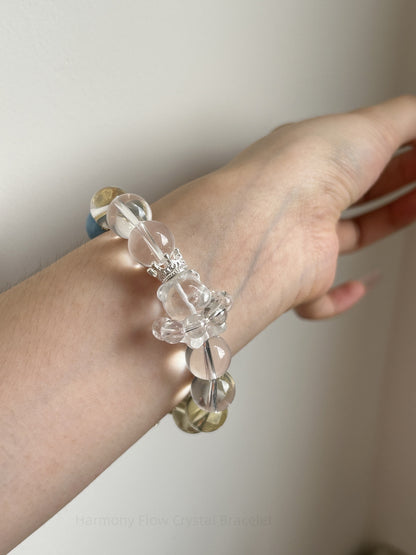 Harmony Flow Crystal Bracelet: Lemon Quartz, Aquamarine, Yellow Phantom & Clear Quartz for Abundance, Communication & Personal Power