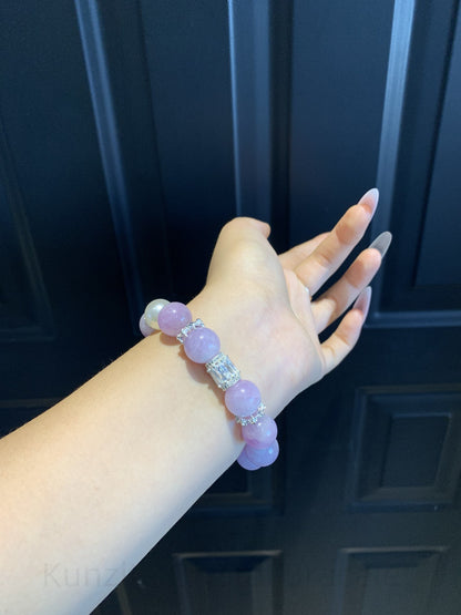 Kunzite Crystal Bracelet for Love & Confidence - Energy Balancing Jewelry with Rose Quartz & Clear Quartz | Handmade Spiritual Gift for Women