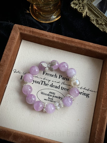 Kunzite Crystal Bracelet for Love & Confidence - Energy Balancing Jewelry with Rose Quartz & Clear Quartz | Handmade Spiritual Gift for Women