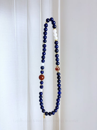 Lapis Lazuli & Red Agate Energy Bracelet for Spiritual Balance, Inner Strength & Positive Vibes | Chakra Jewelry Gift