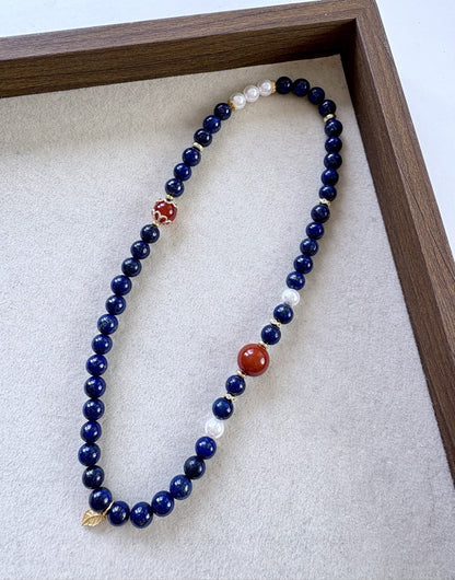 Lapis Lazuli & Red Agate Energy Bracelet for Spiritual Balance, Inner Strength & Positive Vibes | Chakra Jewelry Gift