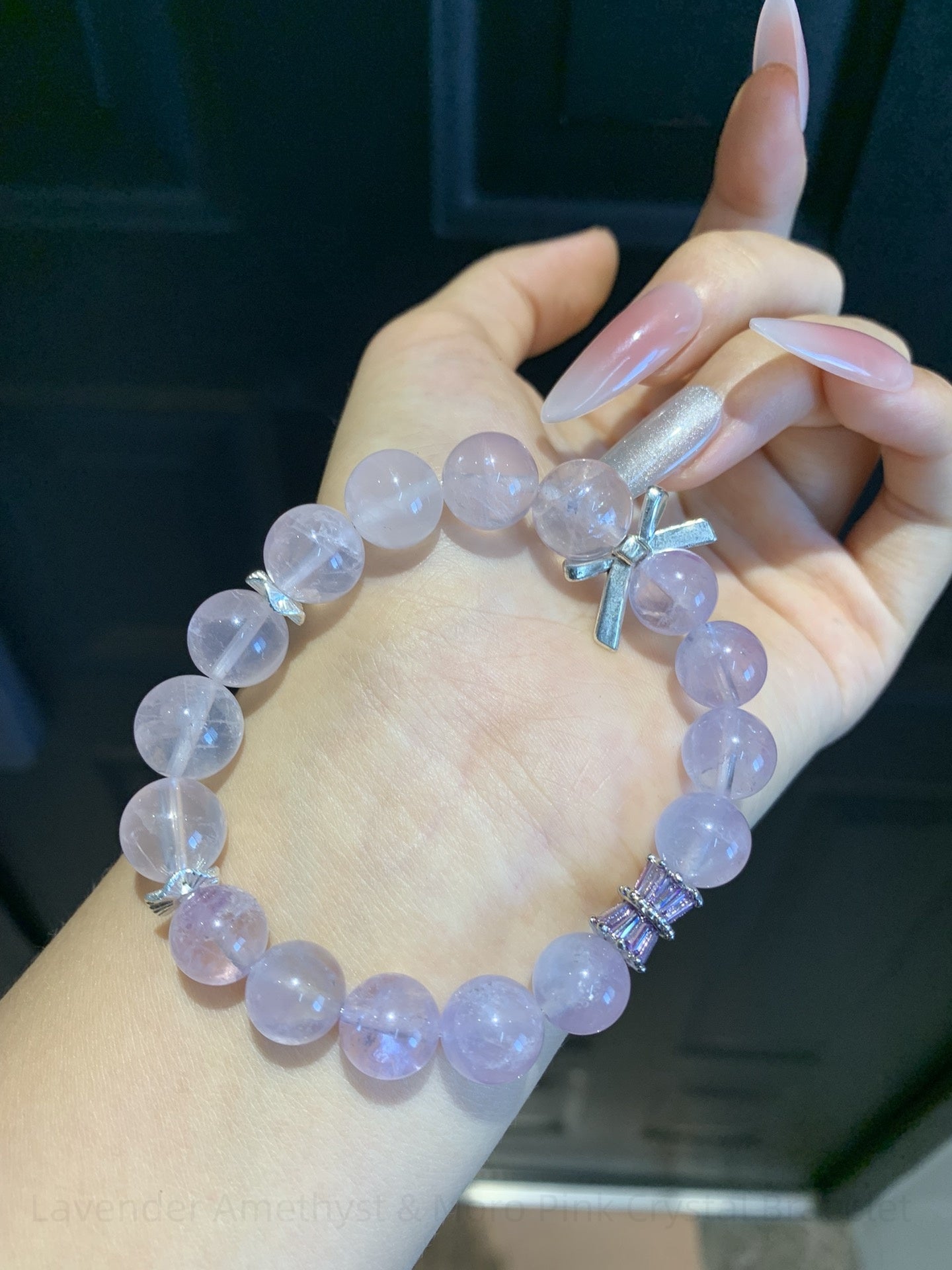 Lavender Amethyst & Moro Pink Crystal Bracelet for Love, Harmony & Spiritual Energy | Handmade Healing Jewelry