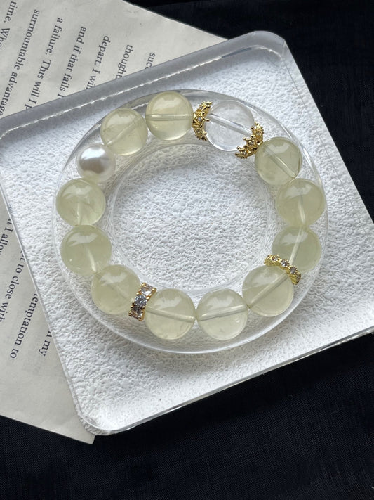 Lemon Quartz & Clear Crystal Energy Bracelet for Wealth, Clarity & Balance | Handmade Spiritual Jewelry