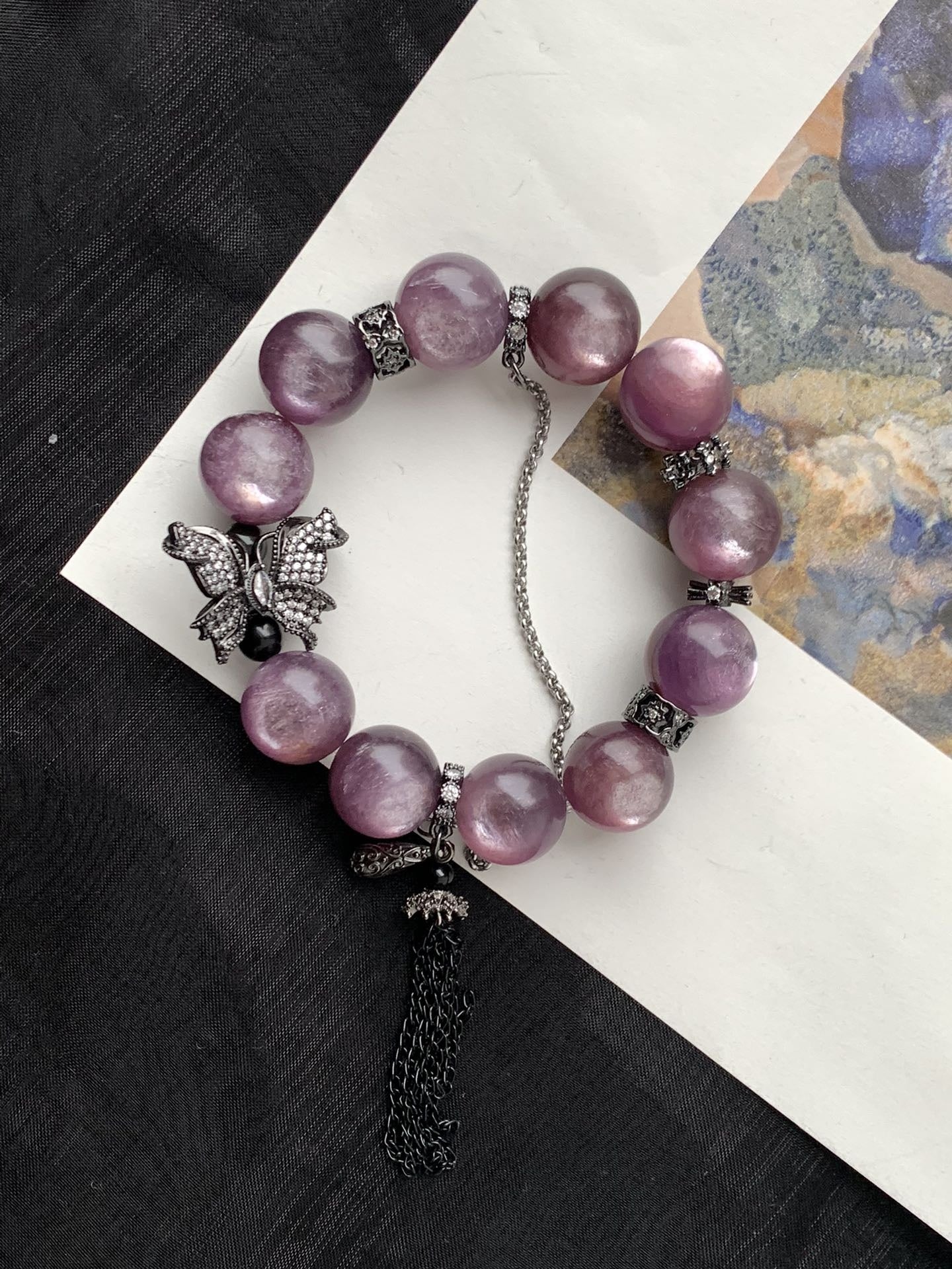 Lepidolite Crystal Bracelet for Calm, Love & Confidence – Spiritual Healing Stone with Protection Energy – Chakra Balancing Jewelry Gift