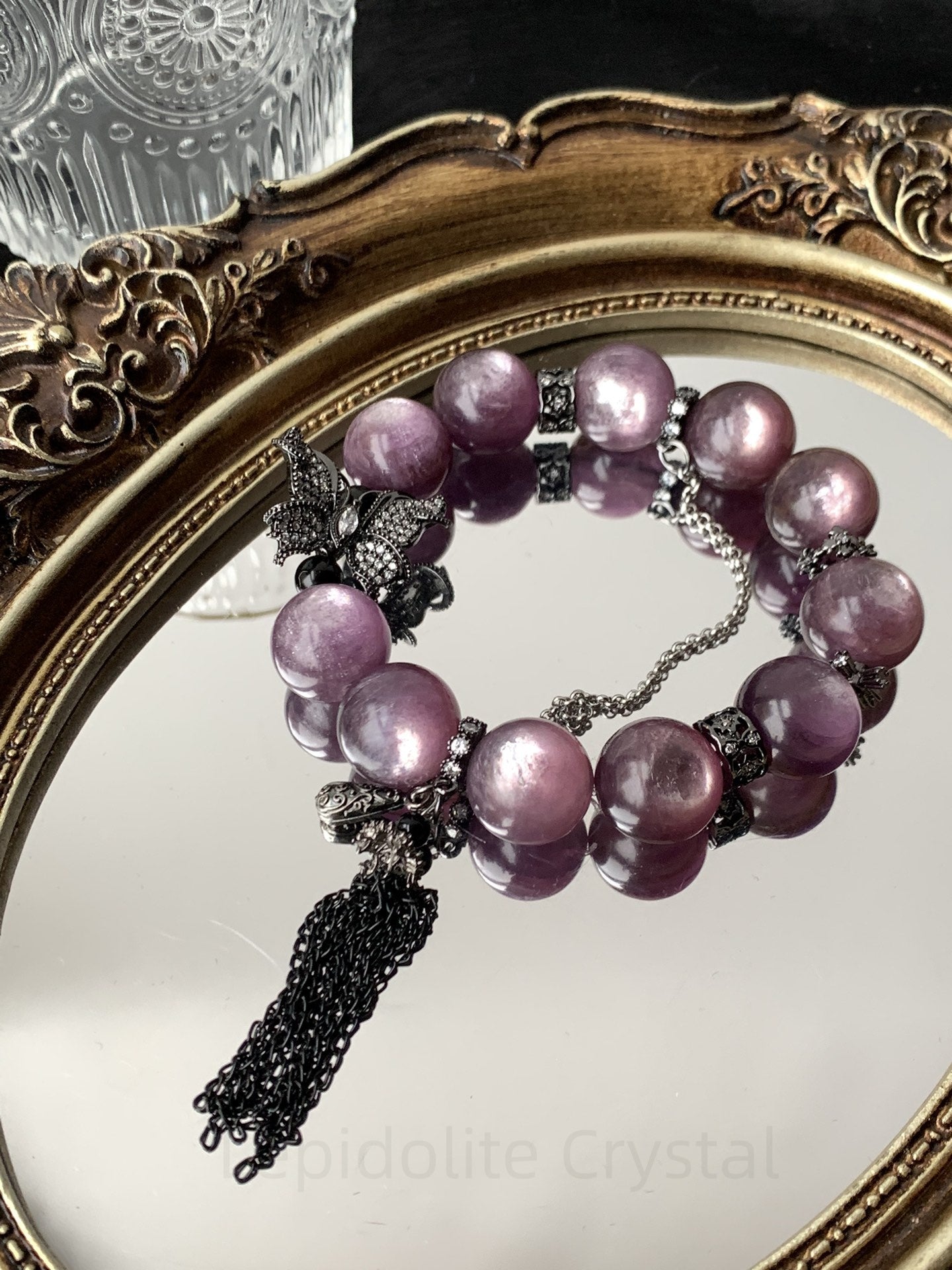 Lepidolite Crystal Bracelet for Calm, Love & Confidence – Spiritual Healing Stone with Protection Energy – Chakra Balancing Jewelry Gift