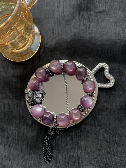 Lepidolite Crystal Bracelet for Calm, Love & Confidence – Spiritual Healing Stone with Protection Energy – Chakra Balancing Jewelry Gift