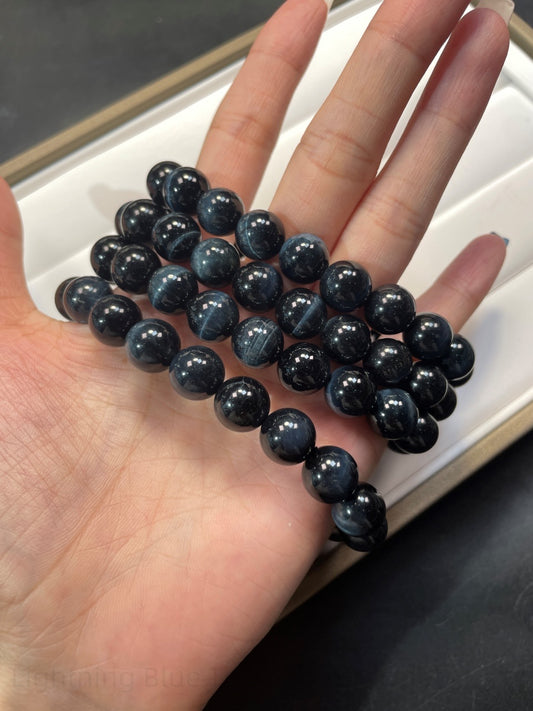 Lightning Blue Tiger Eye Bracelet - Stone of Clarity & Courage | Natural Crystal Energy Beads