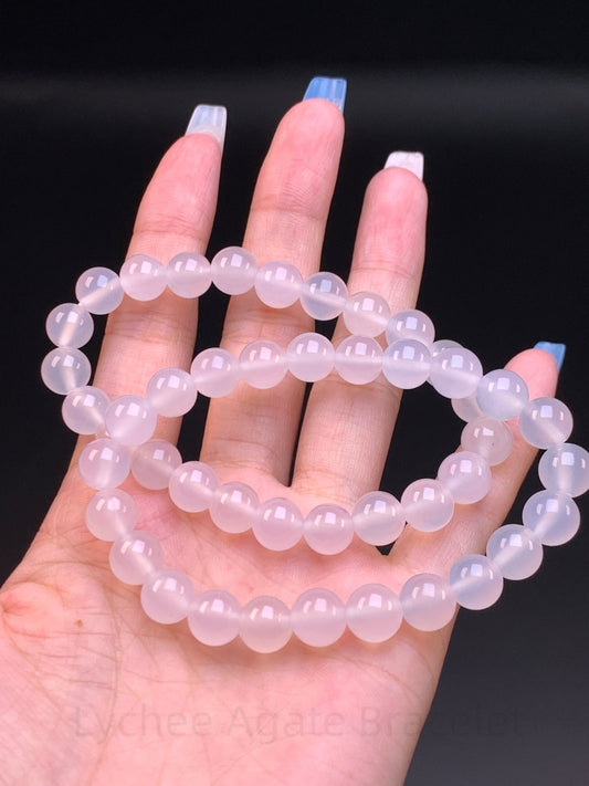 Lychee Agate Bracelet - Harmony & Good Fortune Crystal | Handmade for Protection, Confidence & Positive Energy