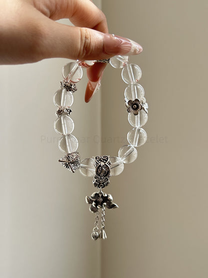 Pure Clear Quartz Bracelet - Energy Cleansing & Productivity Crystal | Handmade for Focus, Emotional Balance & Good Fortune