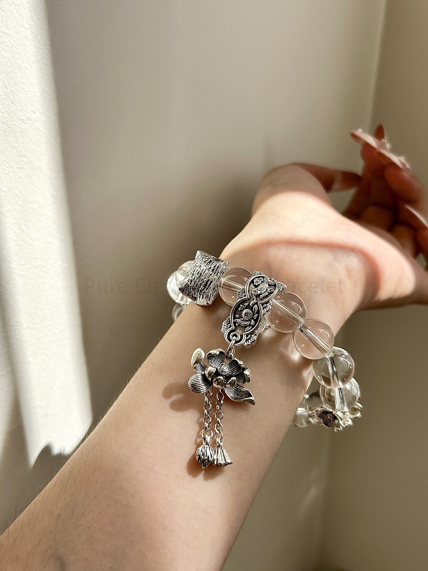 Pure Clear Quartz Bracelet - Energy Cleansing & Productivity Crystal | Handmade for Focus, Emotional Balance & Good Fortune