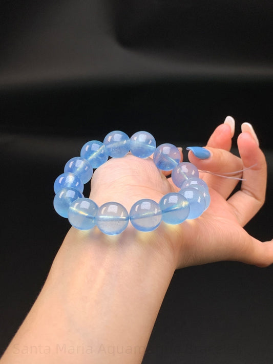 Santa Maria Aquamarine Bracelet - Sailor's Talisman for Communication & Courage | Handmade Crystal Jewelry for Confidence & Calm