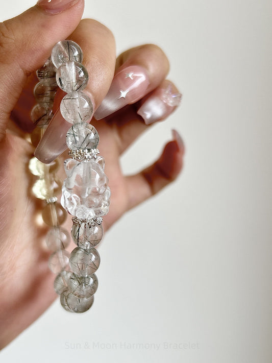 Sun & Moon Harmony Bracelet: Citrine + Rose Quartz Divine Energy Duo