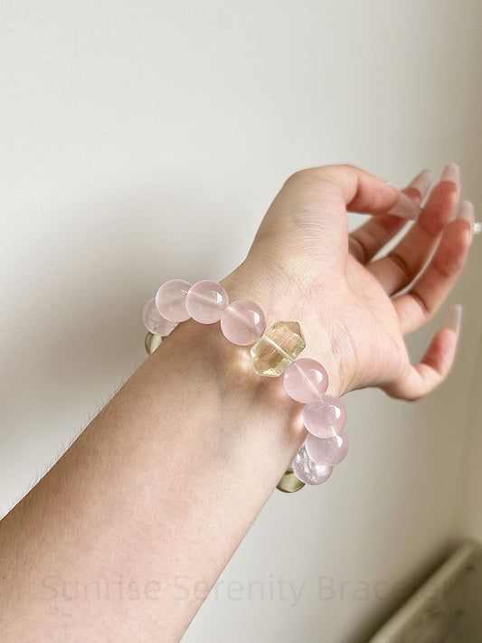 Sunrise Serenity Bracelet: Lemon Quartz & Mozambique Rose Quartz for Abundance, Self-Love & Harmonious Connections