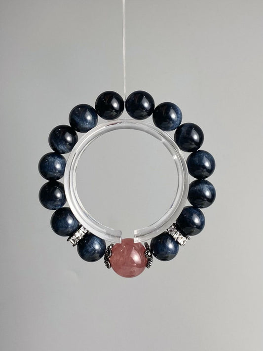 Tiger’s Eye and Strawberry Quartz Crystal Bracelet for Harmony, Courage & Love | Handmade Energy Balance Jewelry with Positive Vibrations