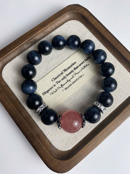 Tiger’s Eye and Strawberry Quartz Crystal Bracelet for Harmony, Courage & Love | Handmade Energy Balance Jewelry with Positive Vibrations