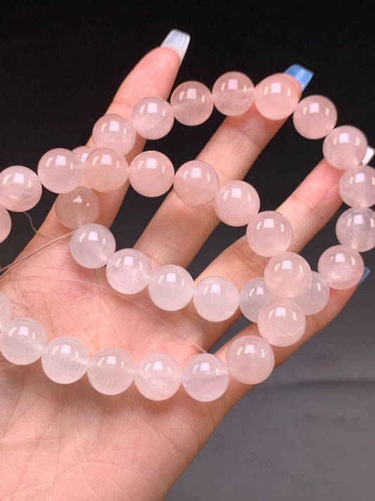 Translucent Gradient Pink Quartz Bracelet - Love & Harmony Crystal Jewelry | Handmade for Self-Love, Emotional Balance & Gentle Confidence
