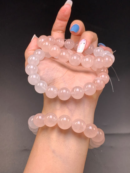 Translucent Gradient Pink Quartz Bracelet - Love & Harmony Crystal Jewelry | Handmade for Self-Love, Emotional Balance & Gentle Confidence