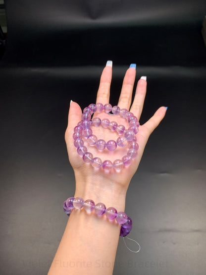 Violet Fluorite Stone Bracelet - Third Eye Awakening & Energy Shield | For Wisdom & Spiritual Harmony