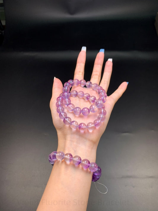 Violet Fluorite Stone Bracelet - Third Eye Awakening & Energy Shield | For Wisdom & Spiritual Harmony