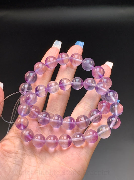 Violet Fluorite Stone Bracelet - Third Eye Awakening & Energy Shield | For Wisdom & Spiritual Harmony